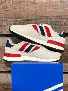 adidas Women’s 9 or Men’s 8 Sneakers in White, Red & Blue